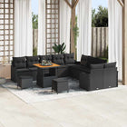 Tuin loungeset 13-delig zwart poly rattan acaciahout
