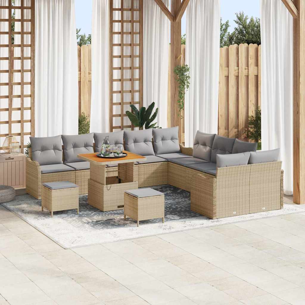 Tuin Sofa Set 13 pcs Beige poly rattan