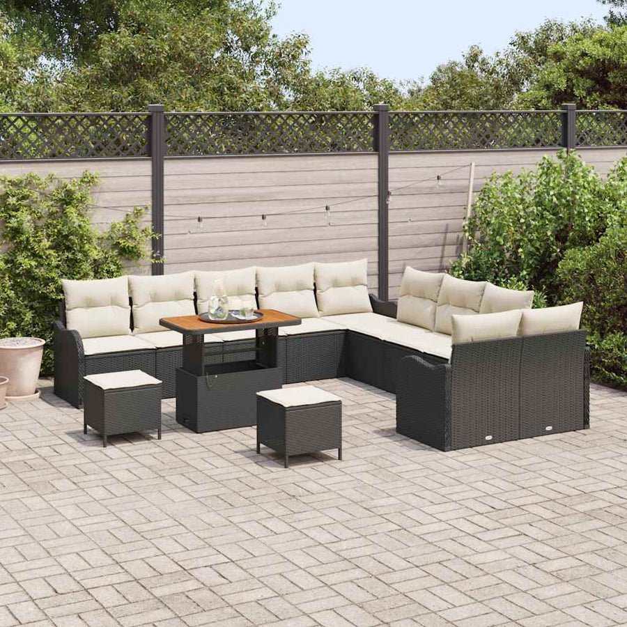 Tuin Sofa Set 13 pcs Zwart poly rattan