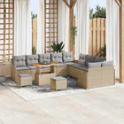 Tuinset poly rattan acaciahout 12 personen beige