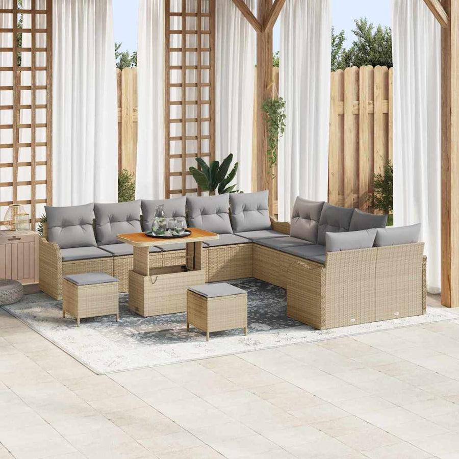 Tuin Sofa Set 13 pcs Beige poly rattan