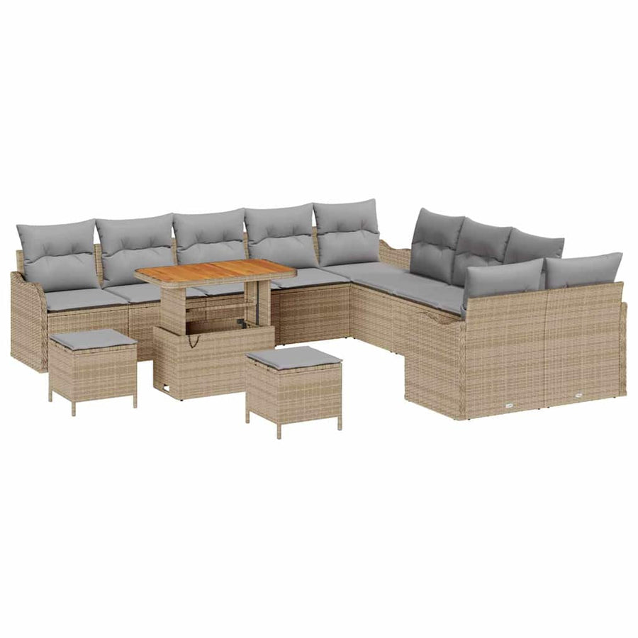 Tuin Sofa Set 13 pcs Beige poly rattan