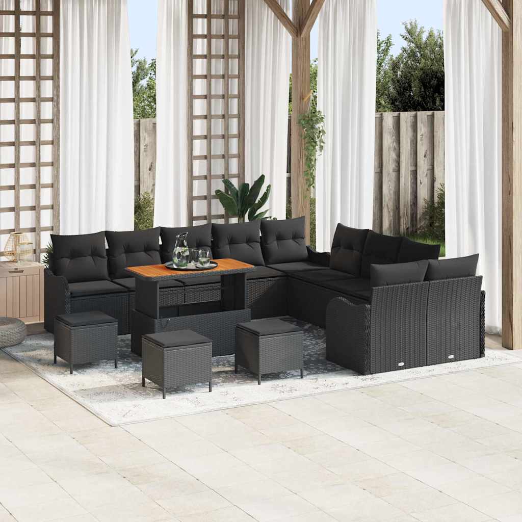 Tuin Sofa Set 14 pcs Zwart poly rattan