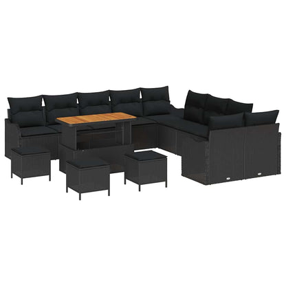 Tuin Sofa Set 14 pcs Zwart poly rattan