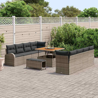 Tuinbankenset met kussen 11 pcs Grijs poly rattan