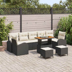 Tuinbankenset poly rattan 10-delig zwart