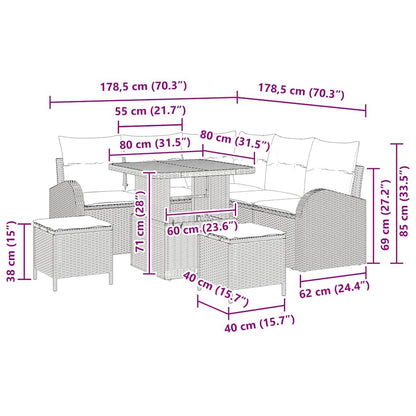 Tuinbankenset met kussen 8 pcs Zwart poly rattan