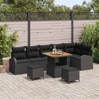 Tuinbankenset poly rattan 9-delig zwart