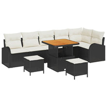 Tuinbankenset met kussen 9 pcs Zwart poly rattan