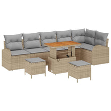 Tuinbankenset met kussen 9 pcs Beige poly rattan