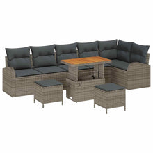 Tuinbankenset met kussen 9 pcs Grijs poly rattan