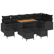 Tuinbankenset met kussen 10 pcs Zwart poly rattan