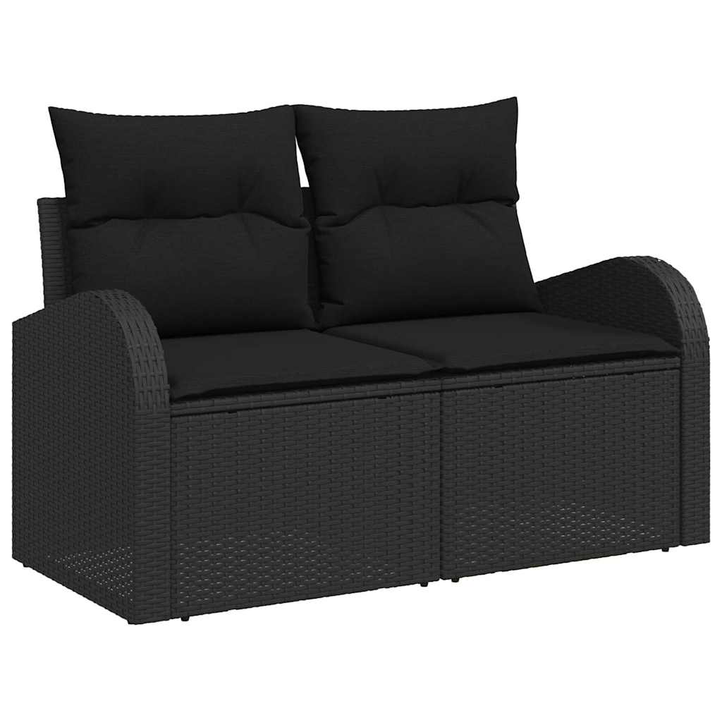 Tuinbankenset met kussen 12 pcs Zwart poly rattan
