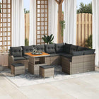 Tuinbankenset poly rattan grijs met acaciahout