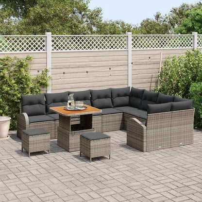 Tuinbankenset met kussen 12 pcs Grijs poly rattan