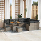 Tuinset poly rattan grijs met acaciahouten tafel
