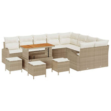 Tuinbankenset met kussen 13 pcs Beige poly rattan