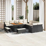 Tuinbankenset poly rattan 13-delig zwart