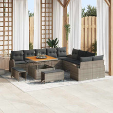 Tuinbankenset met kussen 13 pcs Grijs poly rattan