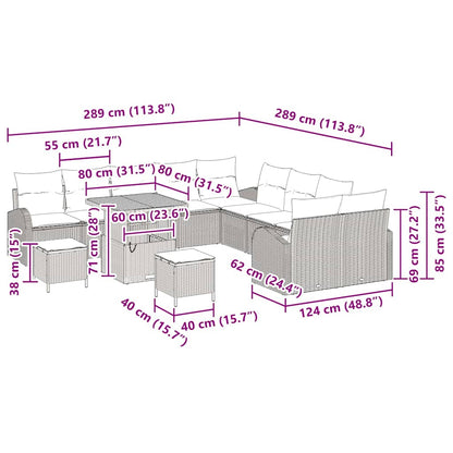 Tuinbankenset met kussen 13 pcs Zwart poly rattan