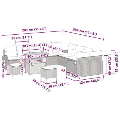Tuinbankenset met kussen 13 pcs Zwart poly rattan