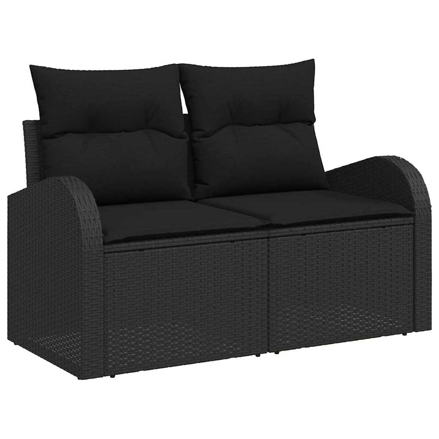 Tuinbankenset met kussen 14 pcs Zwart poly rattan