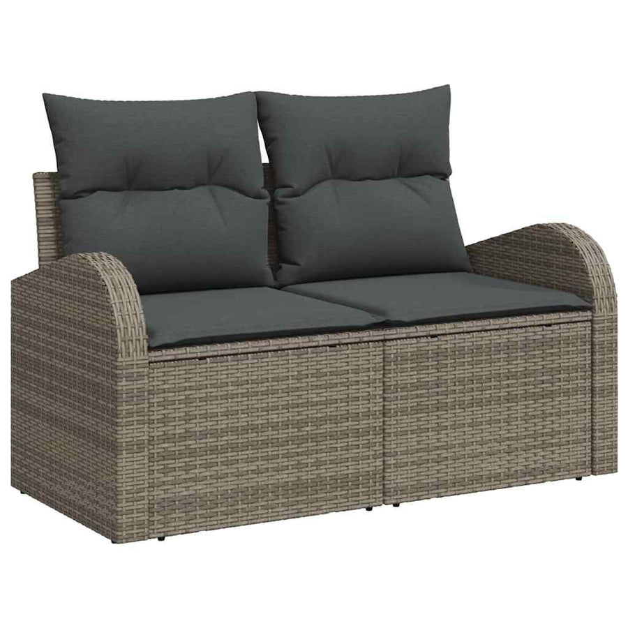 Tuinbankenset met kussen 14 pcs Grijs poly rattan