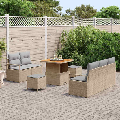 Tuinbankenset met kussen 8 pcs Beige poly rattan