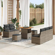 Tuinbankenset poly rattan grijs met kussens