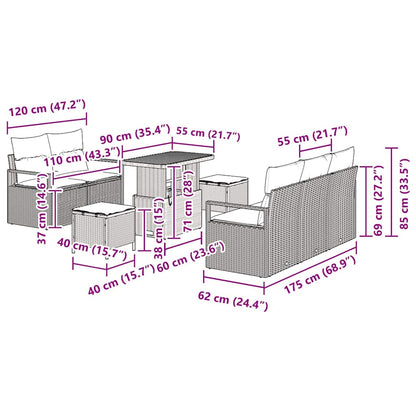 Tuinbankenset met kussen 8 pcs Zwart poly rattan