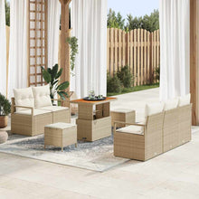 Tuinbankenset met kussen 8 pcs Beige poly rattan