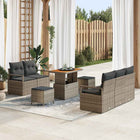 Tuinbankenset poly rattan grijs 7 zitplaatsen met kussens