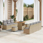 Tuinbankenset poly rattan beige 10-delig