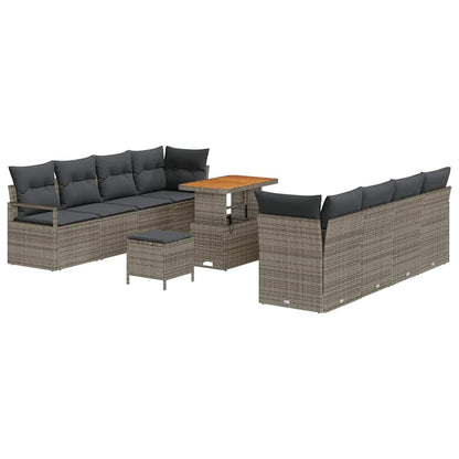 Tuinbankenset met kussen 11 pcs Grijs poly rattan