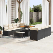 Tuinbankenset poly rattan 11-delig zwart