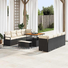 Tuinbankenset met kussen 11 pcs Zwart poly rattan