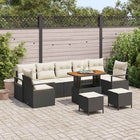 Tuinbankenset poly rattan zwart 10-delig