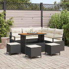 Garden lounge set with cushion 9 pcs Black poly rattan