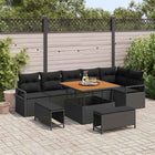 Tuinset poly riet 9-delig zwart acaciahout