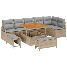 Tuin Sofa Set met kussen 9 pcs Beige Poly riet