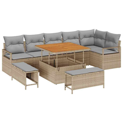 Tuin Sofa Set met kussen 9 pcs Beige Poly riet