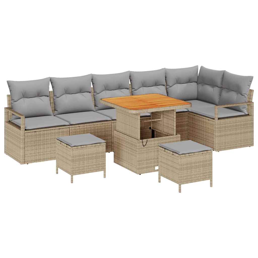 Tuin Sofa Set met kussen 9 pcs Beige Poly riet