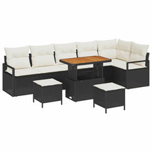 Tuin Sofa Set met kussen 9 pcs Zwart Poly riet