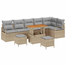Tuin Sofa Set met kussen 9 pcs Beige Poly riet