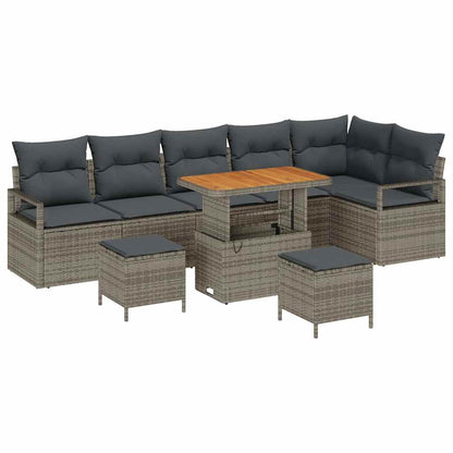 Tuin Sofa Set met kussen 9 pcs Grijs Poly riet