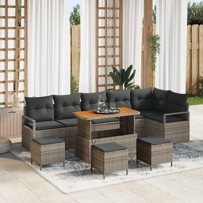 Tuin Sofa Set met kussen 10 pcs Grijs Poly riet