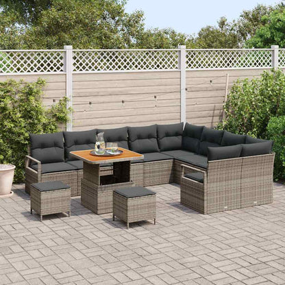 Tuinbankenset met kussen 12 pcs Grijs poly rattan