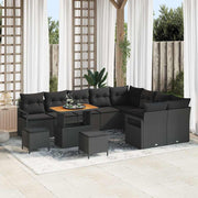 Tuinset poly rattan zwart 11 zitplaatsen modulair
