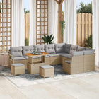 Tuinset poly rattan beige 11 zitplaatsen modulair