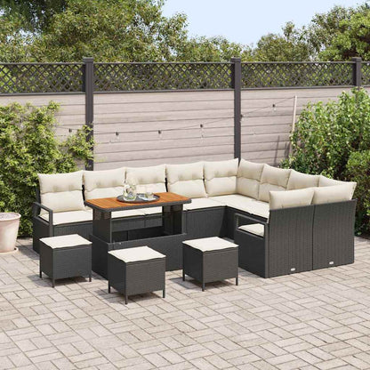 Tuinbankenset met kussen 13 pcs Zwart poly rattan